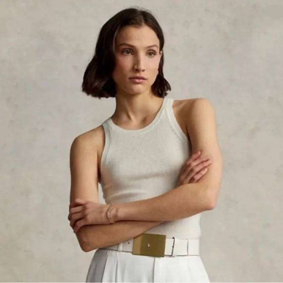 Polo Ralph Lauren Classics Chic Cream Washable Cashmere Tank - Picture 1 of 7